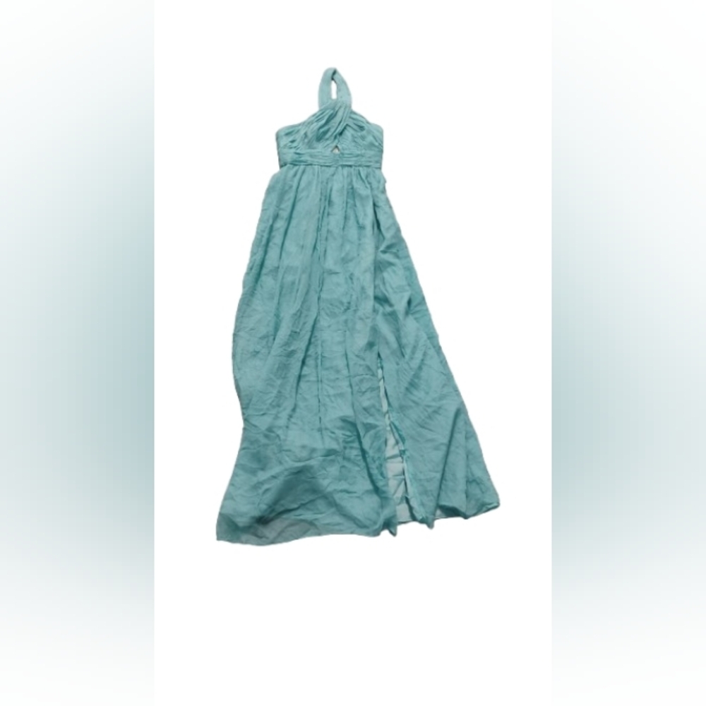 Jill Jill Stuart Women's Teal Blue Halter Keyhole Maxi Gown Silk Sz 2